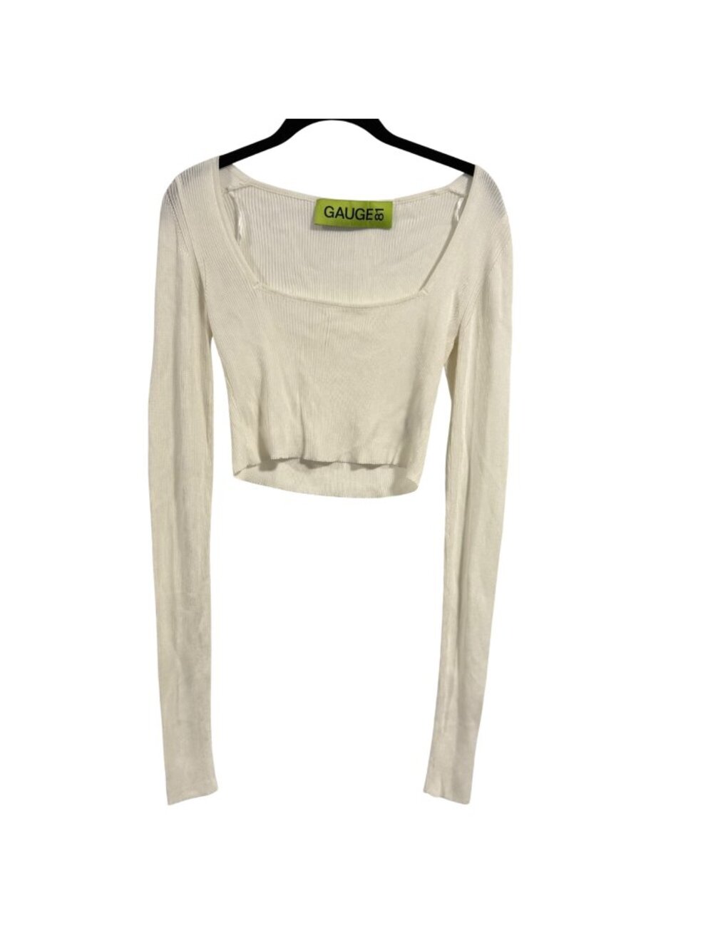 Gauge81 Kama Designer‎ Cropped Rib Long Sleeve White Top Size S